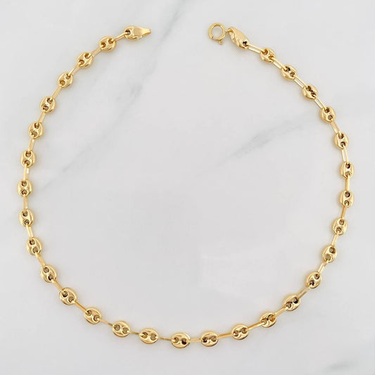 Rustic Anklet GC 3.65g / 10 1/4 in / 4.1mm Yellow Gold 18K