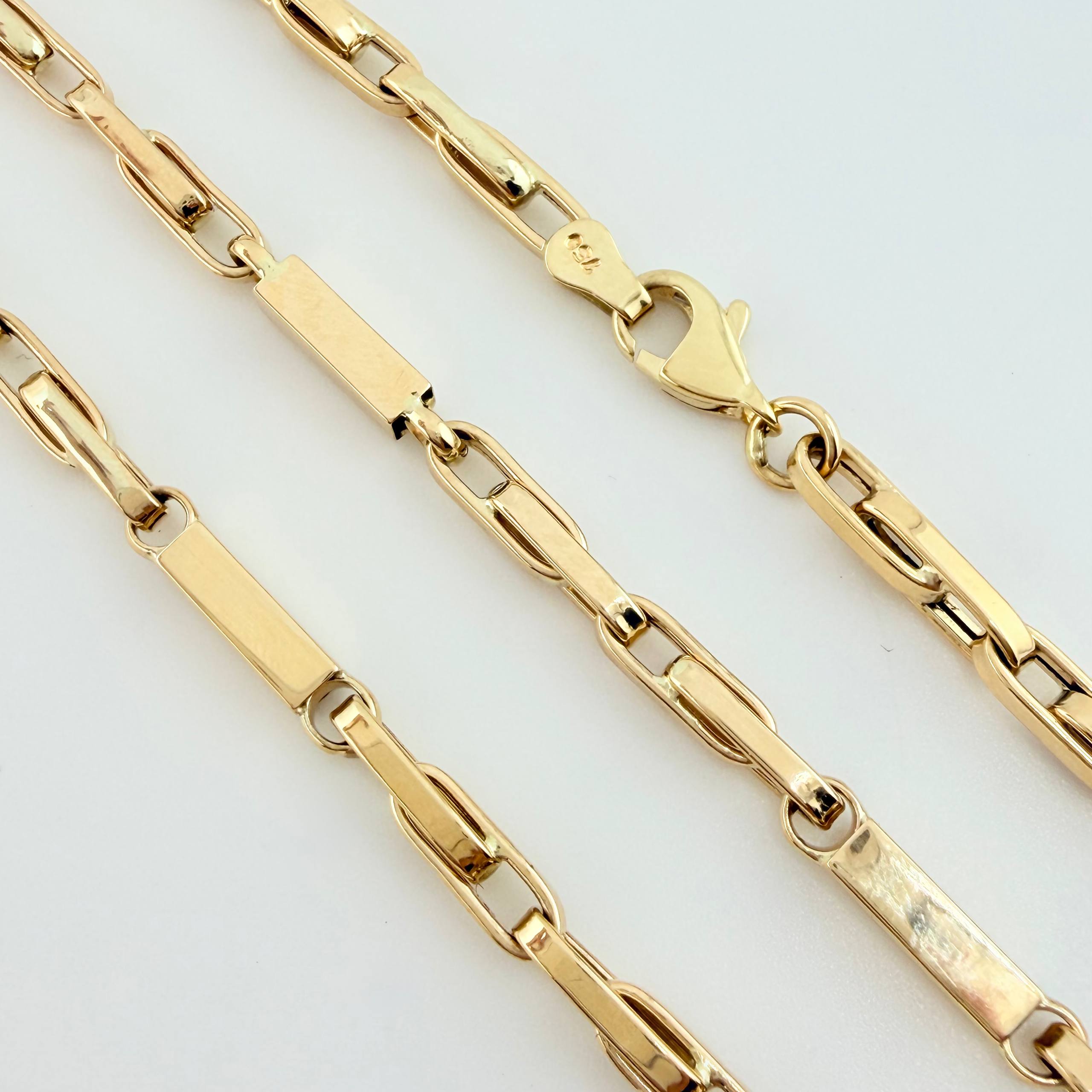 Cadena Rustica Rectagulo 14.1gr / 23 1/2 in / 3.5mm Oro Amarillo +4 18K