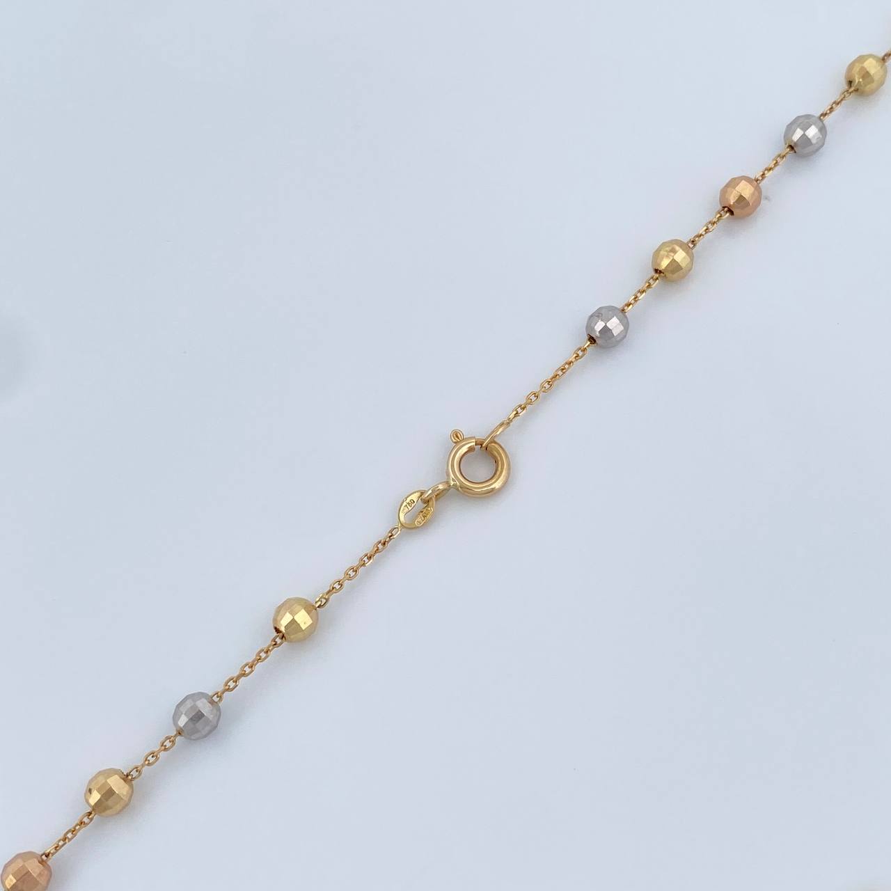 Rosario Virgen Milagrosa Cruz 11.45gr / 23 3/4 in / 4mm Tres Oros +4 18K %