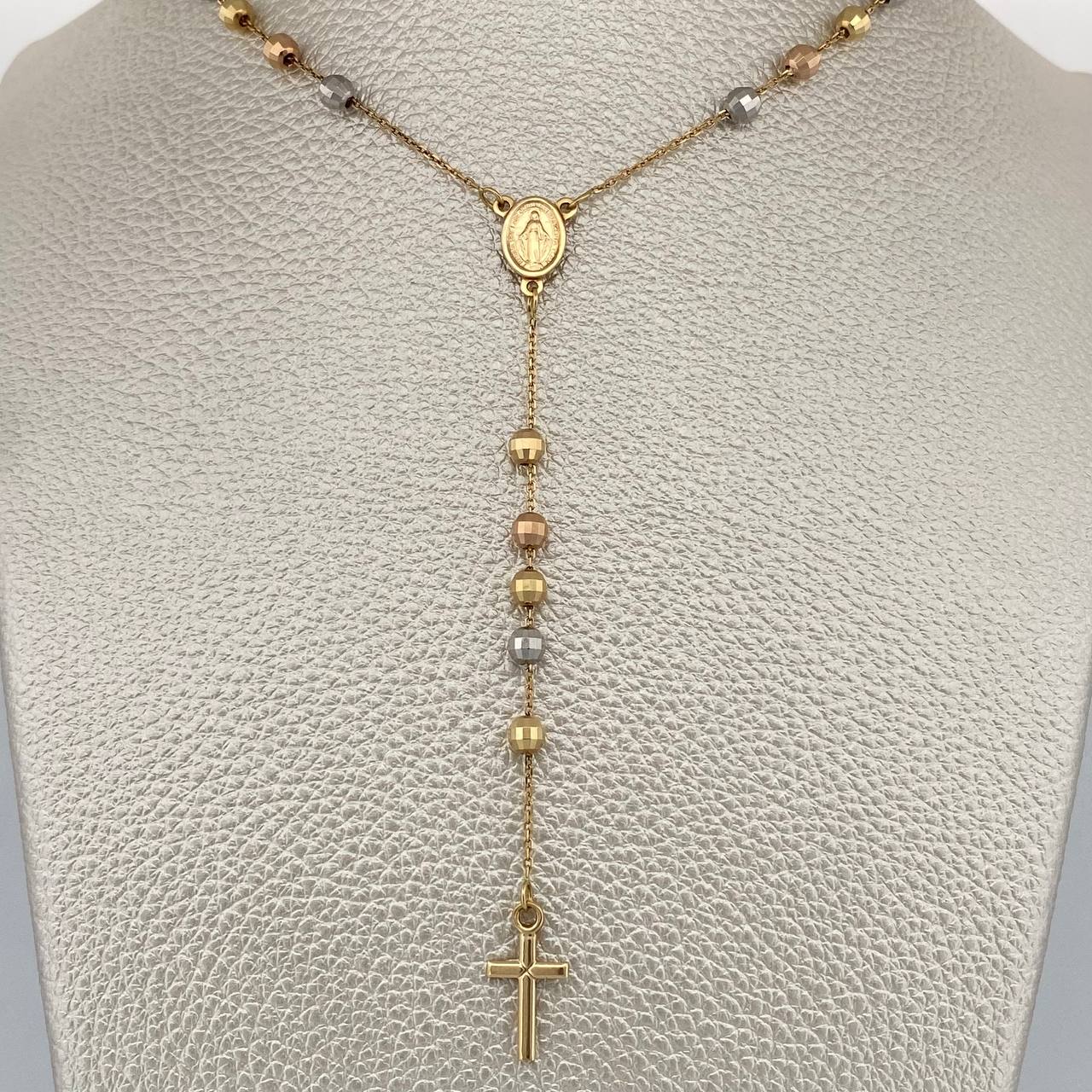 Rosario Virgen Milagrosa Cruz 11.45gr / 23 3/4 in / 4mm Tres Oros +4 18K %