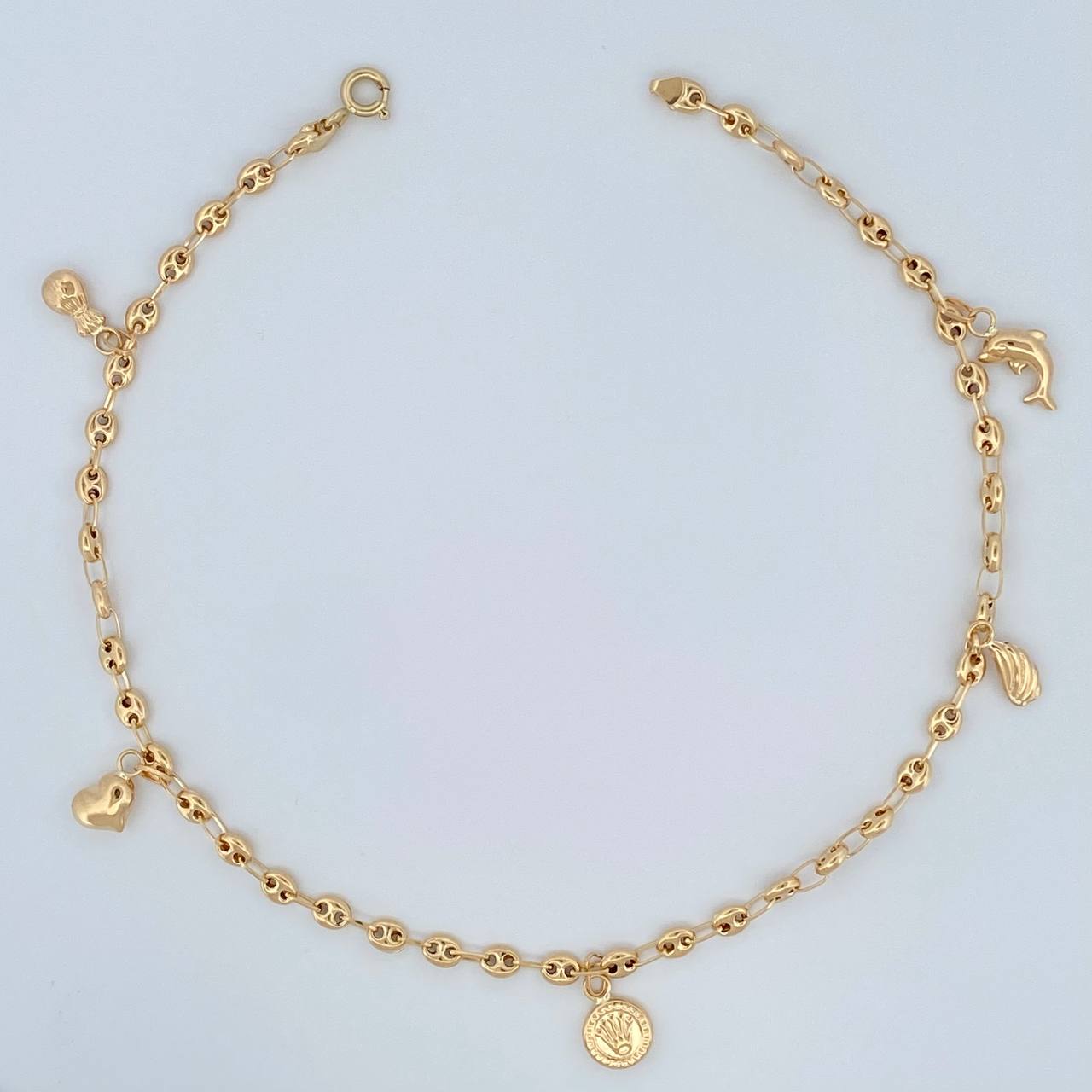 Tobillera Gc Figuras 4.1gr / 10 1/2 in / 3.3mm Oro Amarillo 18K &