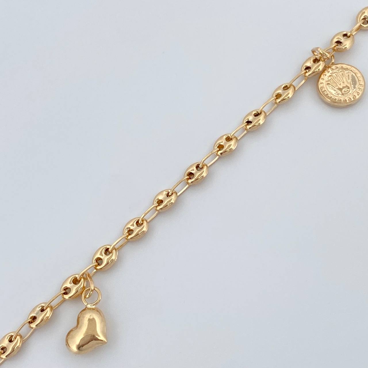 Tobillera Gc Figuras 4.1gr / 10 1/2 in / 3.3mm Oro Amarillo 18K &