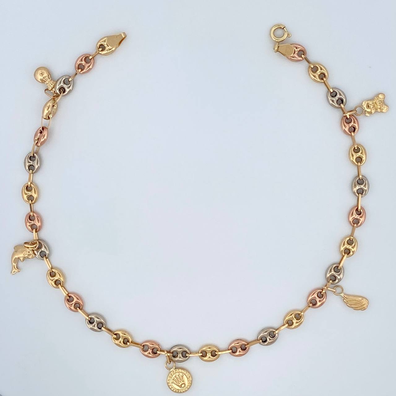 Tobillera Gc Figuras 5.55gr / 10 1/4 in / 4.96mm Tres Oros 18K &