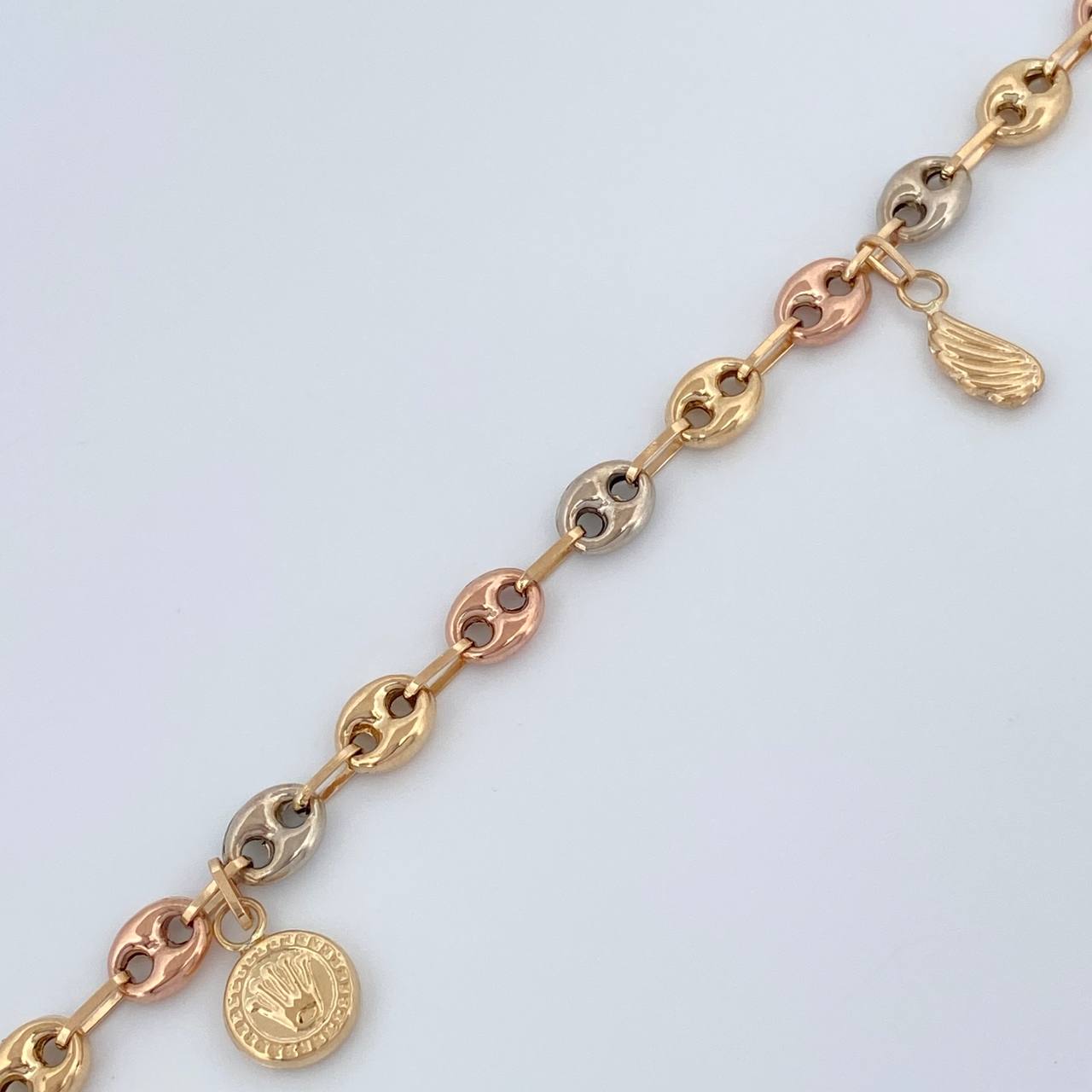 Tobillera Gc Figuras 5.55gr / 10 1/4 in / 4.96mm Tres Oros 18K &