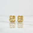 Stud Earrings Trébol VCyA 2.65gr / 9mm Diamond Cut Punteado Oro Amarillo Nac.Esp. 18K ©