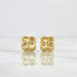 Stud Earrings Trébol VCyA 2.65gr / 9mm Diamond Cut Punteado Oro Amarillo Nac.Esp. 18K ©