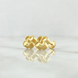 Stud Earrings Trébol VCyA 2.65gr / 9mm Diamond Cut Punteado Oro Amarillo Nac.Esp. 18K ©