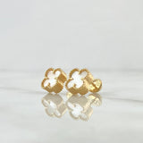 Stud Earrings Treból VCyA 2.6gr / 8mm White Pearl - Matte Yellow Gold Dotted Edge Special Pearl 18K
