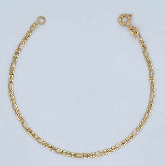 Pulso Figaro 1.4gr / 7 1/2 in / 1mm Oro Amarillo +1 18K &