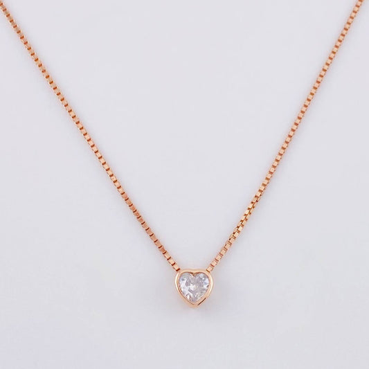 Cadena Veneciana Dije Corazón 2.3g / 18 in / 0.9mm Plata Vermeil 925