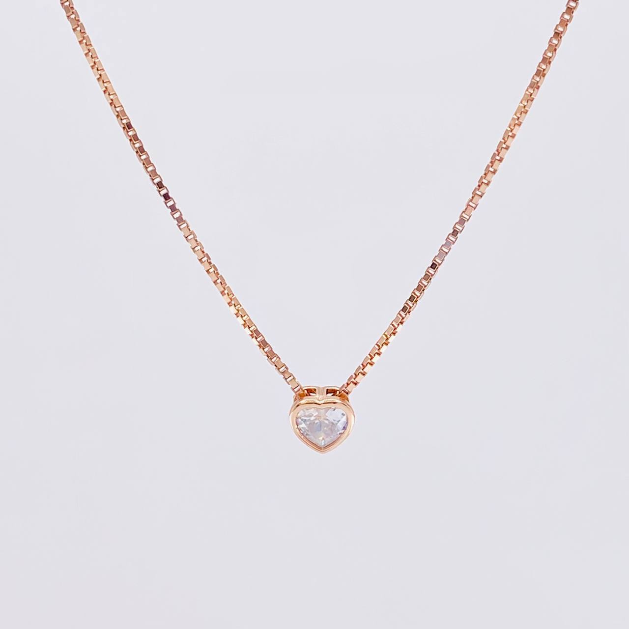 Venetian Chain Heart Pendant 2.3g / 18 in / 0.9mm Silver Vermeil 925