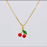 Venetian Chain Cherries Pendant 3.25g / 18 in / 0.9mm Silver Vermeil 925