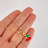 Venetian Chain Cherries Pendant 3.25g / 18 in / 0.9mm Silver Vermeil 925