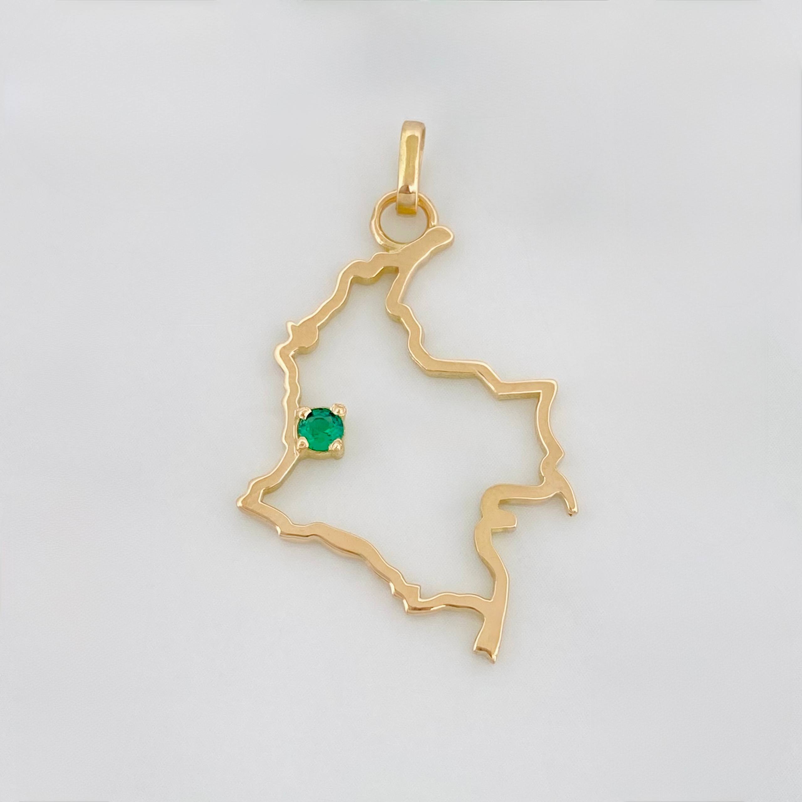 Dije Mapa Colombia 2 g / 1 1/4 in Oro Amarillo 18K