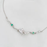 Bracelet Heart Bow Emerald 2.95 g / 8 3/4 in / 1 mm Rhodium-Plated Silver 925