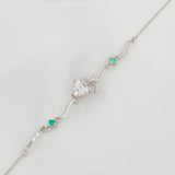 Pulso Corazón Moño Esmeralda 2.95 g / 8 3/4 in / 1 mm Plata Rodinada 925