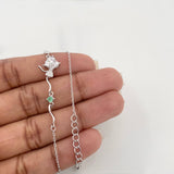 Pulso Corazón Moño Esmeralda 2.95 g / 8 3/4 in / 1 mm Plata Rodinada 925