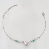 Pulso Corazon Moño Esmeralda 2.95 g / 8 3/4 in / 1 mm Plata Rodinada 925