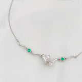 Pulso Corazon Moño Esmeralda 3 g / 8 3/4 in / 1 mm Plata Rodinada 925
