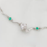 Pulso Corazon Moño Esmeralda 3 g / 8 3/4 in / 1 mm Plata Rodinada 925