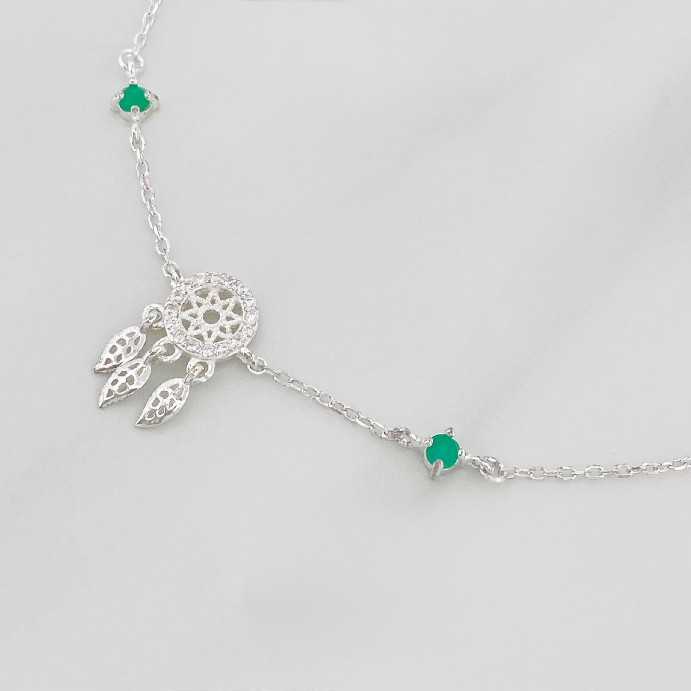 Bracelet Dreamcatcher Emerald 1.85 g / 7 3/4 in / 1 mm Rhodium-Plated Silver 925