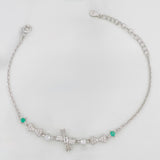 Bracelet Bows Emerald 2.8 g / 8 3/4 in / 1 mm Rhodium-Plated Silver 925