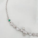 Bracelet Bows Emerald 2.8 g / 8 3/4 in / 1 mm Rhodium-Plated Silver 925