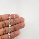 Pulso Mariposa Esmeralda 2.85 g / 8 3/4 in / 1 mm Plata Rodinada 925