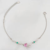 Pulso Corazon Moño Esmeralda 3.1 g / 8 3/4 in / 1 mm Plata Rodinada 925