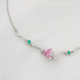 Pulso Corazon Moño Esmeralda 3.1 g / 8 3/4 in / 1 mm Plata Rodinada 925