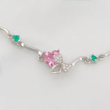 Pulso Corazon Moño Esmeralda 3.1 g / 8 3/4 in / 1 mm Plata Rodinada 925