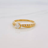 Linked Solitaire Ring Diamonds 39Pts 1.5 g / T6 1/2 Yellow Gold 18K