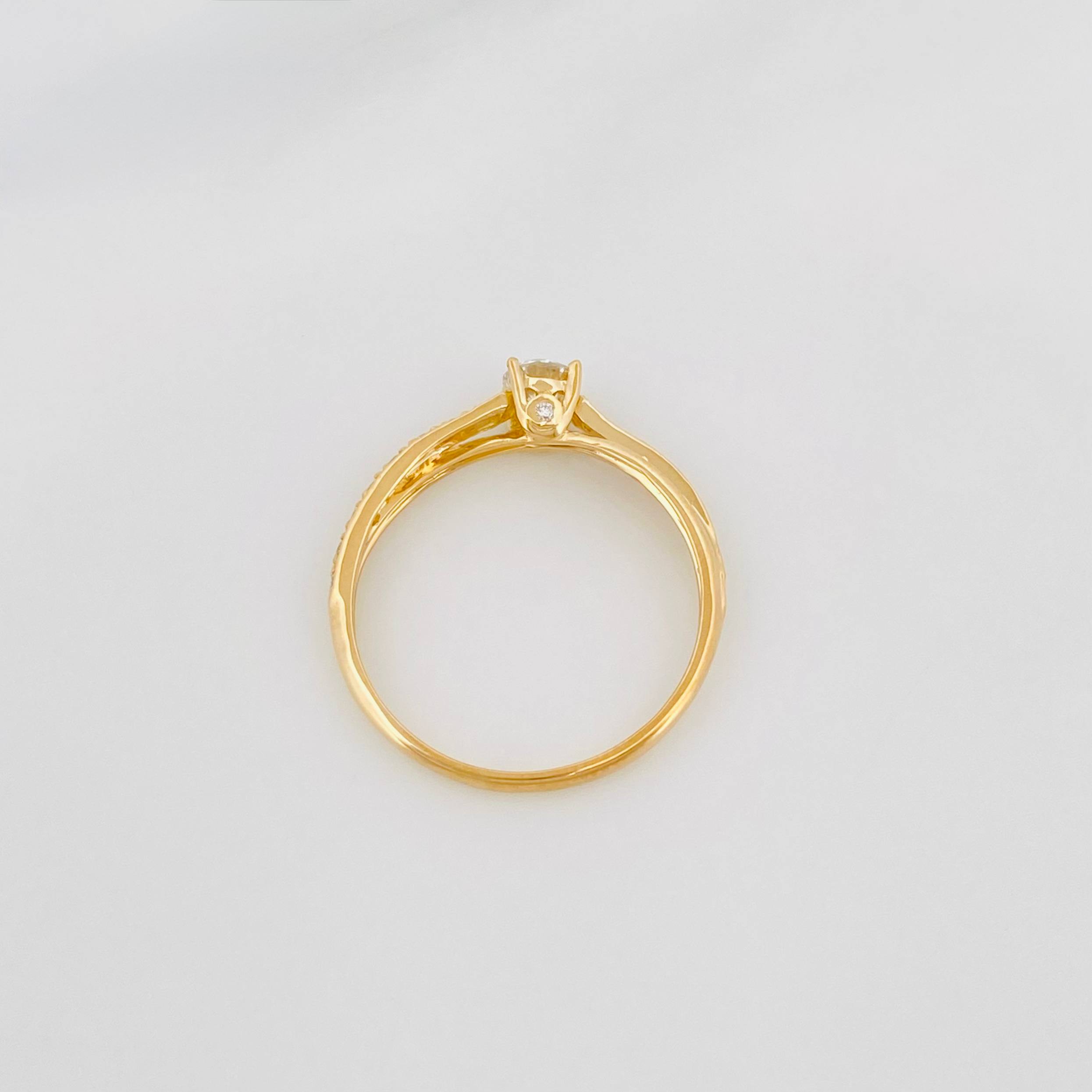 Linked Solitaire Ring Diamonds 39Pts 1.5 g / T6 1/2 Yellow Gold 18K