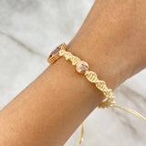 Beige Bracelet Clover VCyA Amber Red Spiral 1.9gr / 1.6cm / 6mm Beads Diamond Cut 2 pcs Rose Gold +4 *