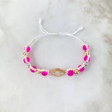 White Bracelet Clover VCyA White Mother-of-Pearl 2.4gr / 1.6cm / 5mm Beads Diamond Cut 6 pcs Three Golds +4 *