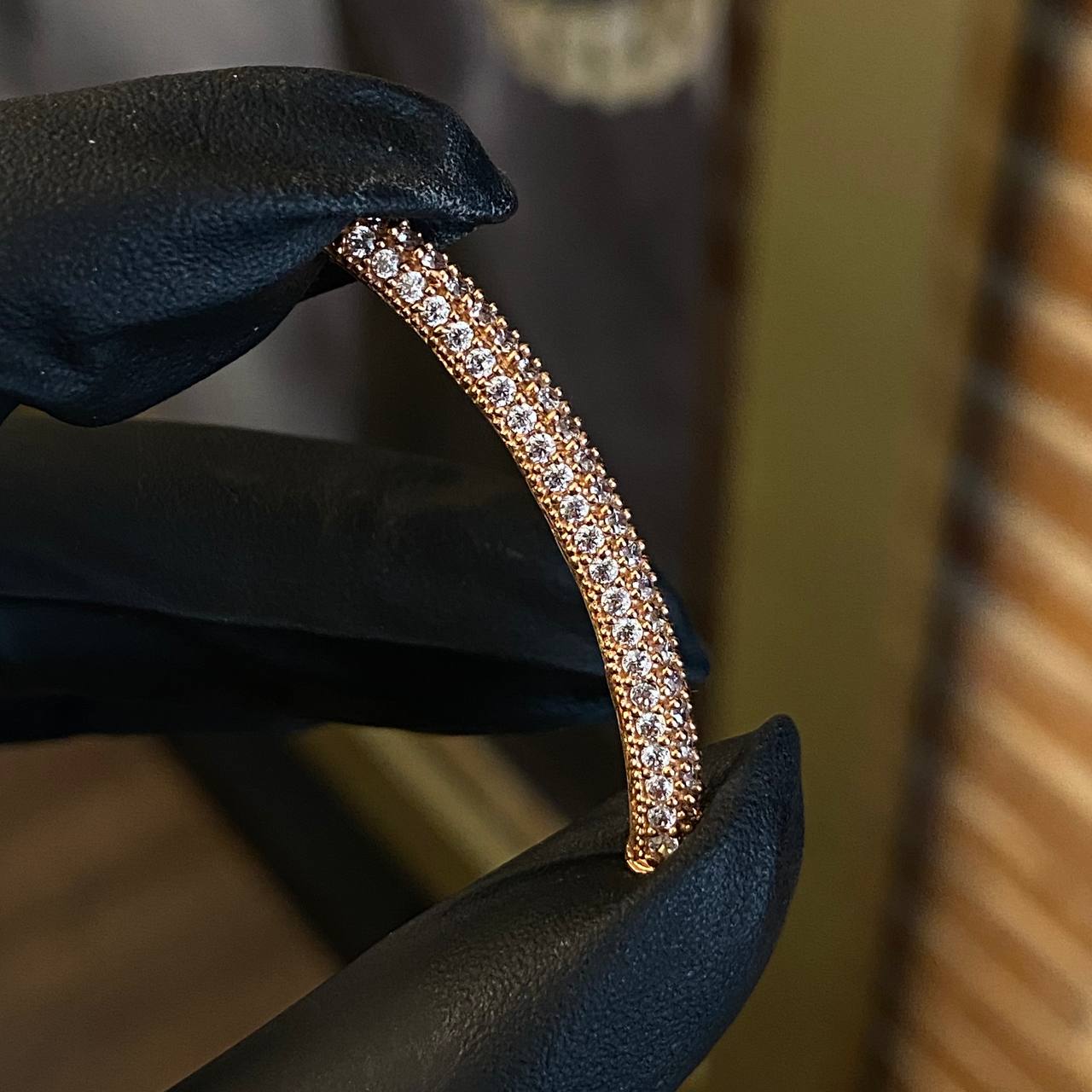 Charm Hollow Cylinder 2.95gr / 3.9cm White Zircons Rose Gold