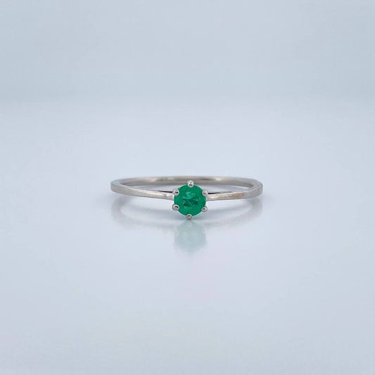 Anillo Solitario 6 Garras Esmeralda 1.25gr / T6 1/2 / Oro Blanco 18K %