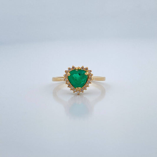 Anillo Corazón Tupido Esmeralda 2.45gr / 2 1/4 in / Oro Amarillo 18K %