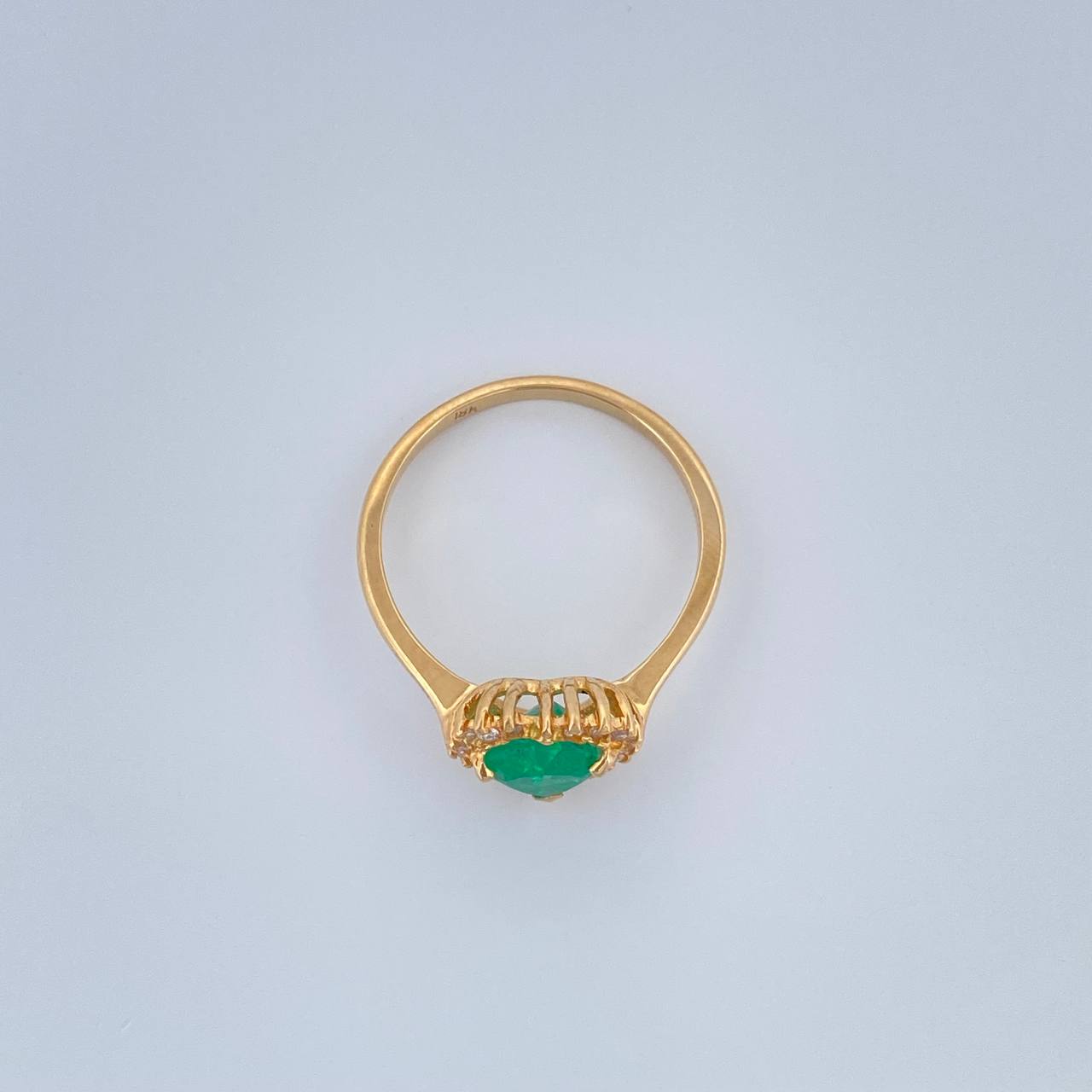 Anillo Corazón Tupido Esmeralda 2.45gr / 2 1/4 in / Oro Amarillo 18K %