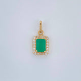 Dije Rectangulo Tupido Esmeralda 2.45gr / 3/4 in / Oro Amarillo 18K %