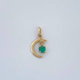 Dije Luna Figura Esmeralada 0.55gr / 3/4 in / Oro Amarillo 18K %