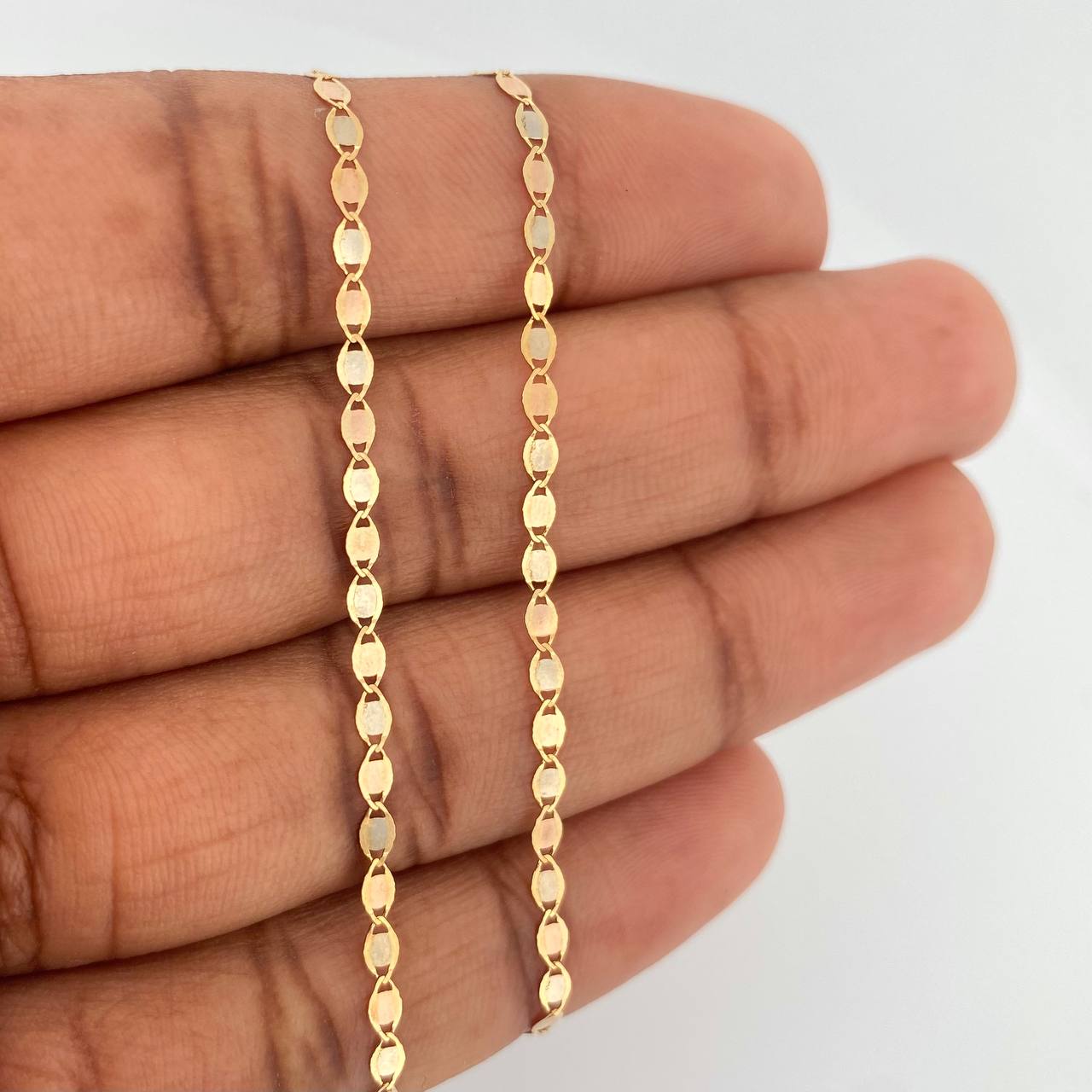 Cadena Plana Espejo 1.6gr / 18 in / 2.15mm Tres Oros +3 18K %