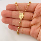 Cadena Rosario Virgen Maria Cruz Cristo 10.35g / 24 in / 4mm Oro Amarillo 18K