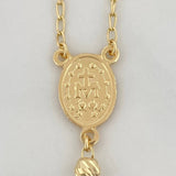 Cadena Rosario Virgen Maria Cruz Cristo 10.35g / 24 in / 4mm Oro Amarillo 18K