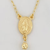 Cadena Rosario Virgen Maria Cruz Cristo 10.35g / 24 in / 4mm Oro Amarillo 18K