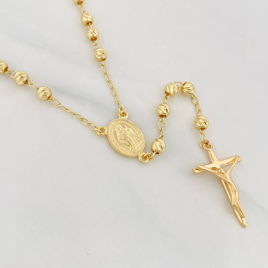 Rosary Chain Virgin Mary Christ Cross 10.35g / 24 in / 4mm Yellow Gold 18K