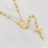 Cadena Rosario Virgen Maria Cruz Cristo 10.35g / 24 in / 4mm Oro Amarillo 18K