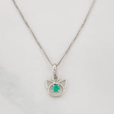 Venetian Chain Set + Cat Pendant Emerald 6pts / 1.4g / 18 in 18K White Gold