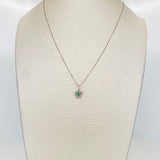Venetian Chain Set + Cat Pendant Emerald 6pts / 1.4g / 18 in 18K White Gold