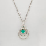 Set Cadena Veneciana + Dije Circulos Esmeralda 6pts / 1.45g / 18 in Oro Blanco 18K